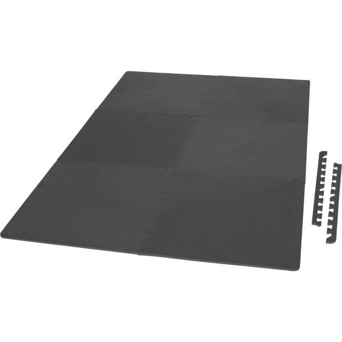 6 dalles carrées de protection + 12 embouts de finition - 1,2 cm d'épaisseur - Couleur noir