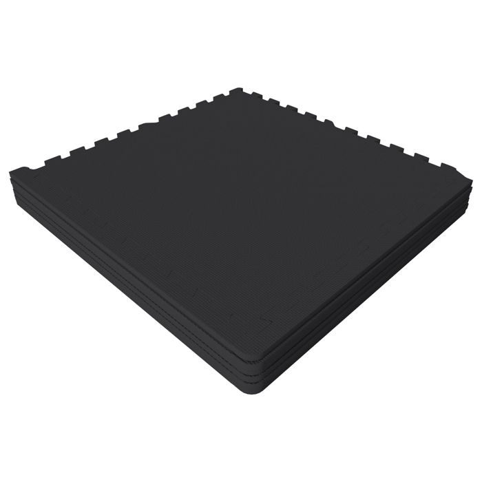 6 dalles carrées de protection + 12 embouts de finition - 1,2 cm d'épaisseur - Couleur noir