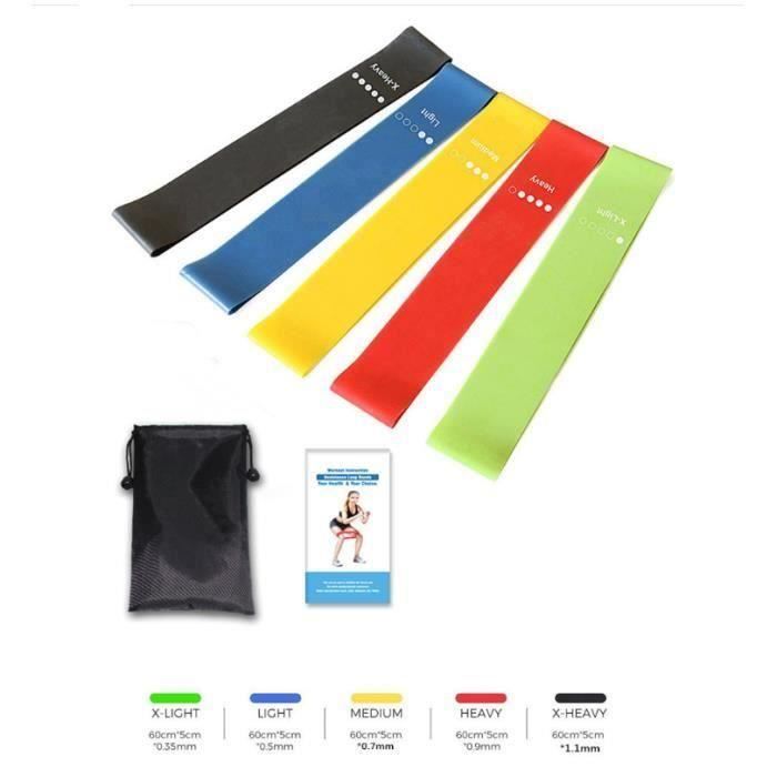 Bande Elastique Fitness – Bande de Resistance Set (5pcs) - Équipement d\'Exercices pour Musculation Pilates Squat Sport Crossfit