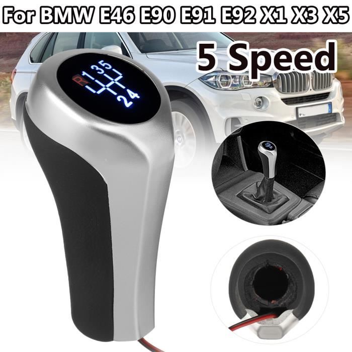 Pommeau de levier de vitesse Avec LED Bleu Pour BMW E46 E90 E91 E92 X1 X3 X5 5-Vitesse