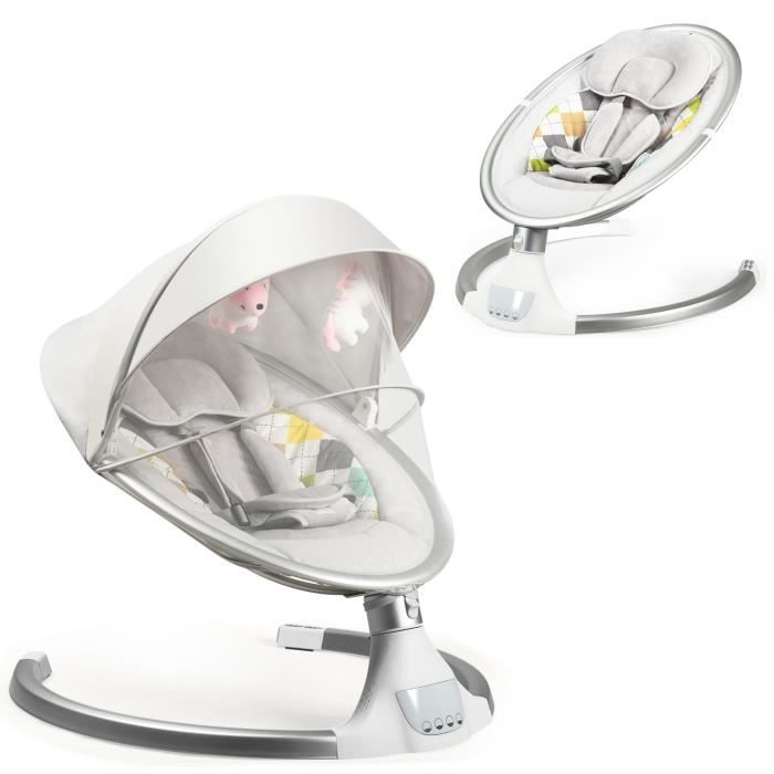 DREAMADE Transat Balancelle Électrique Automatique Bébé avec 5 Amplitudes de Vibrations&Minuterie&Télécommande, Beige