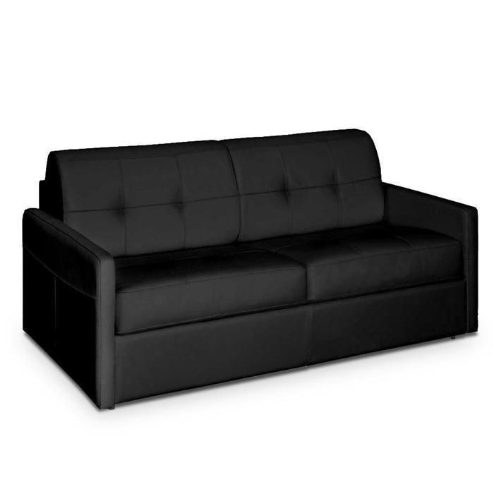 Canapé lit CUBE convertible EXPRESS 140cm matelas 16cm polyuréthane noir noir Cuir Inside75