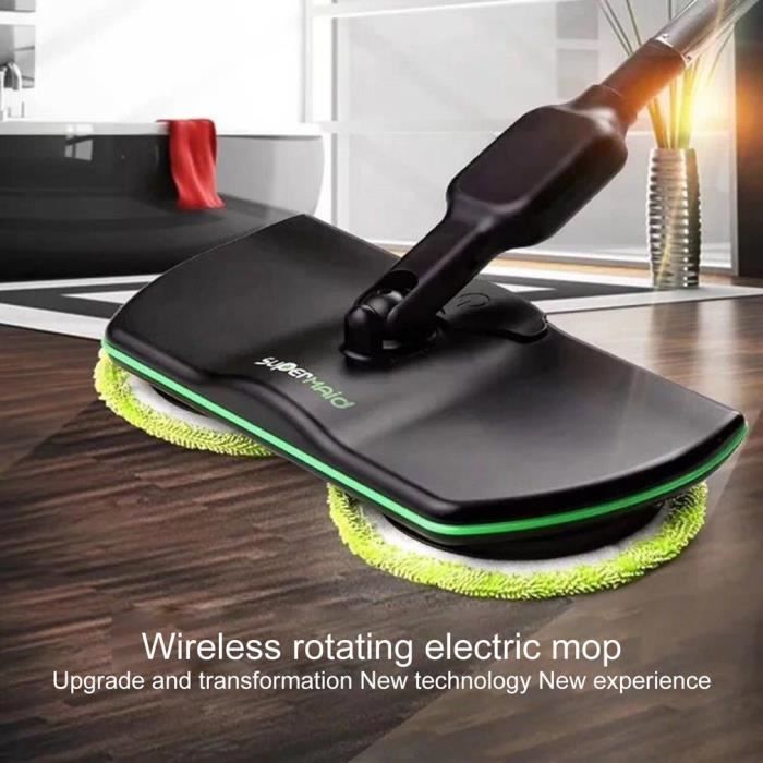 Vadrouille Balayeuse électrique Rechargeable 360 degrés Rotation nettoyeur de sol sans fil vadrouille de nettoyage en microfibre