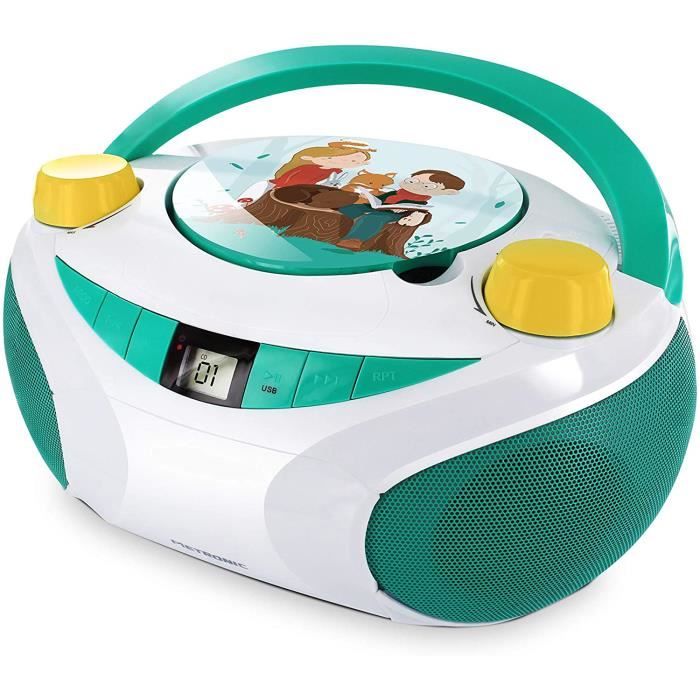 METRONIC 477144 Lecteur CD MP3 enfant avec port USB Jungle - Vert et Blanc