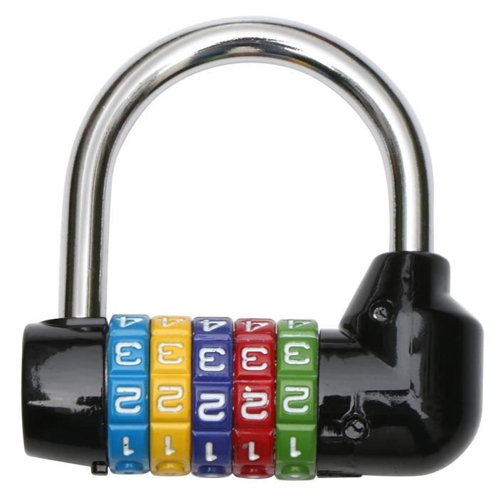 TRIXES Cadenas Noir à Combinaison 5 Numéros