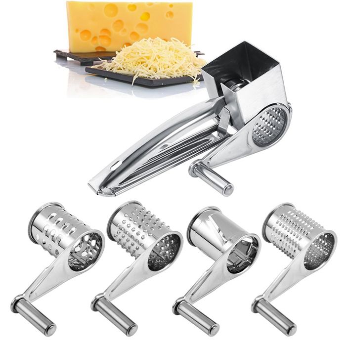 Râpe à Fromage Rotative En Inox - Multifonction (tranche, Râpe) - Design Compact Avec Tambour Amovible