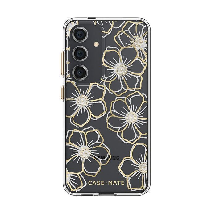 Coque Case-Mate Floral Gems pour Samsung Galaxy S24 – Bumper transparent motif floral & cristaux protection antimicrobienne