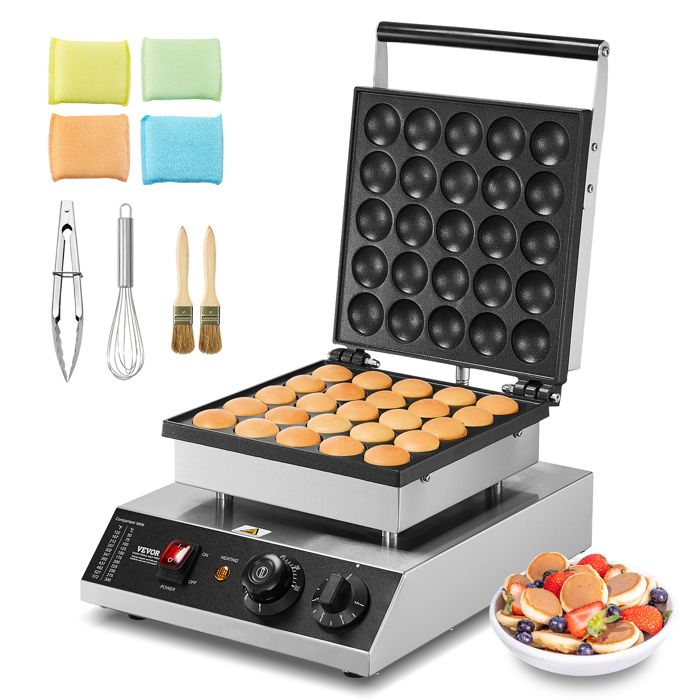 Crêpière commerciale - VEVOR - PC-25-2 - 25 empreintes Ø43 mm - 1700 W - Inox 94 kg