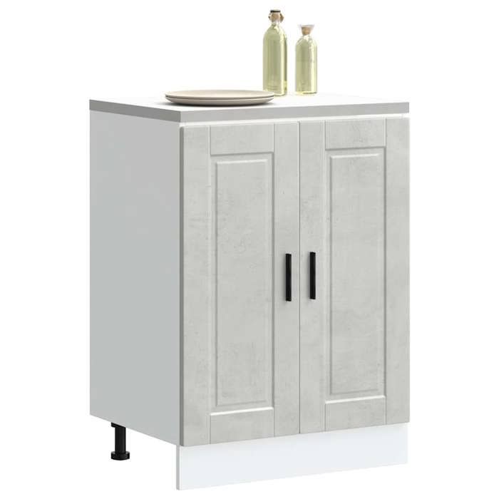 SALE 2025Commode bahut cuisine - Armoire de cuisine Porto - Gris béton - bois dingénierie 21 69 Kg 4778