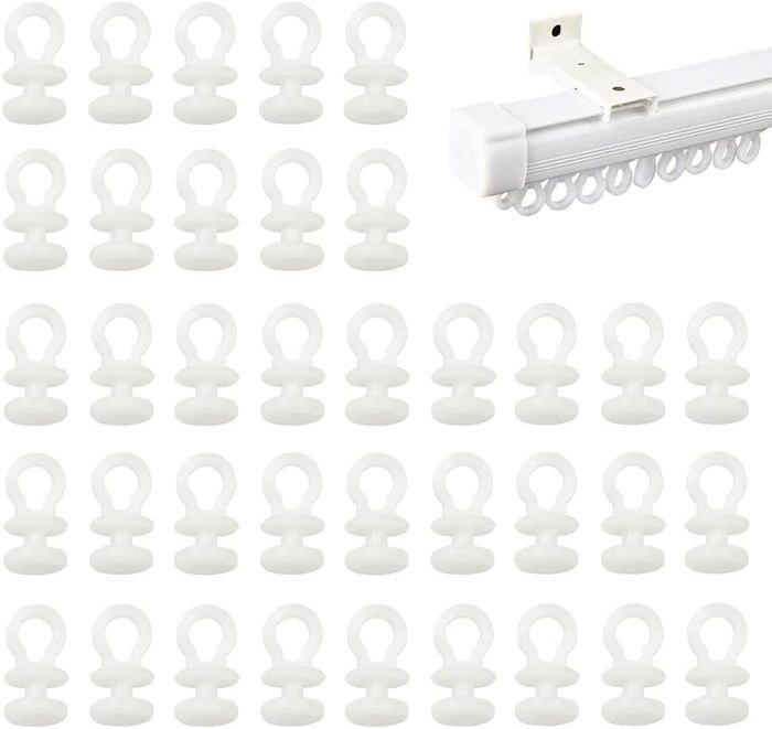 20 Glisseurs Pour Rail à Rideaux - Crochets Plastique Anti-Rouille - Installation Facile