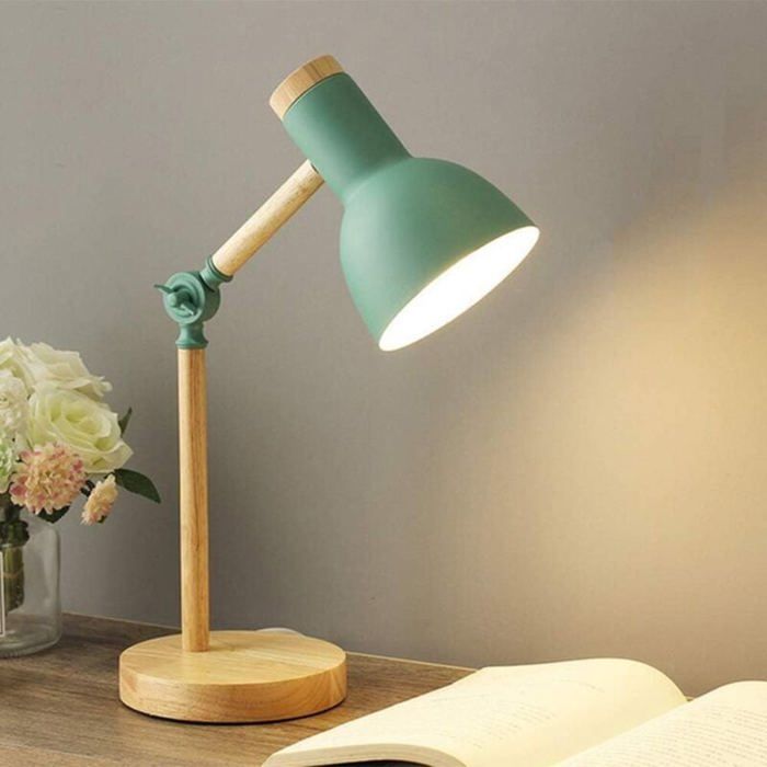 Lampe de table nordique lampe de chevet LED E27 protection des yeux veilleuse pour chambre et salle détude vert YYV