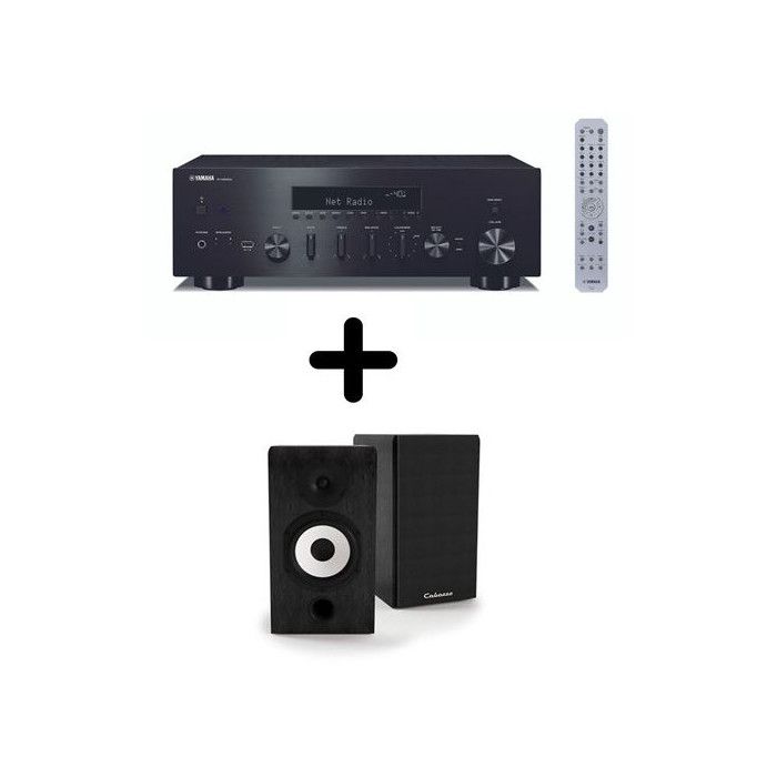 Amplificateur Hi Fi Yamaha R N600A + une paire d'enceintes bibliothèque Cabasse Antigua MT322 ébène - vue 2