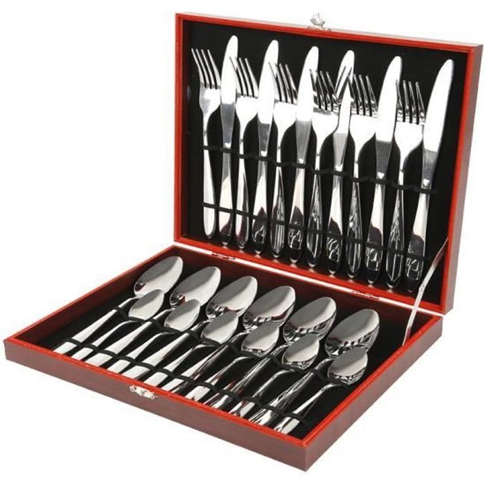 Couverts de table - Ménagère 24 Pièces - Acier inoxydable - Compatible lave-vaisselle