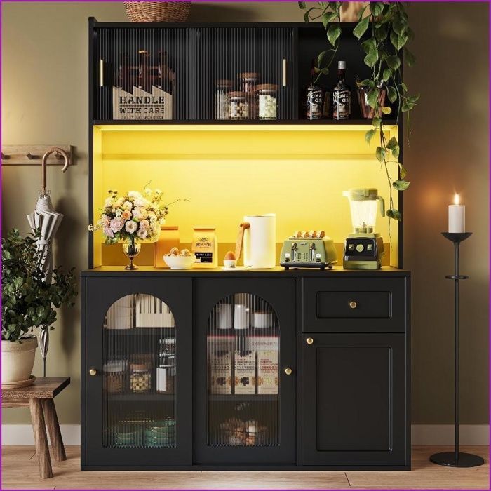 Vitrine LED 77,5x40x150 cm - 3 Étages Réglables - 3 Portes - Couleur Naturelle | Leroy Merlin