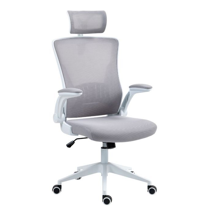 Fauteuil de bureau en maille gris avec appui-tête et accoudoirs réglables - AXIUM Fauteuil de bureau en maille gris avec appui-tête et accoudoirs réglables - AXIUM