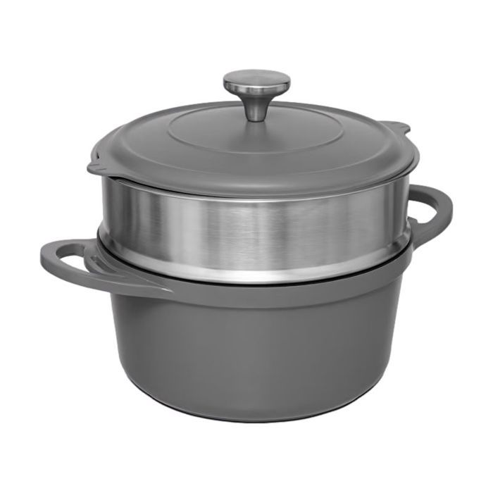 Cocotte avec panier et ustensile 24 cm fonte daluminium 4.5 litres Gris - - Cocotte avec panier et ustensile 24 cm fonte daluminium 4.5 litres Gris - -