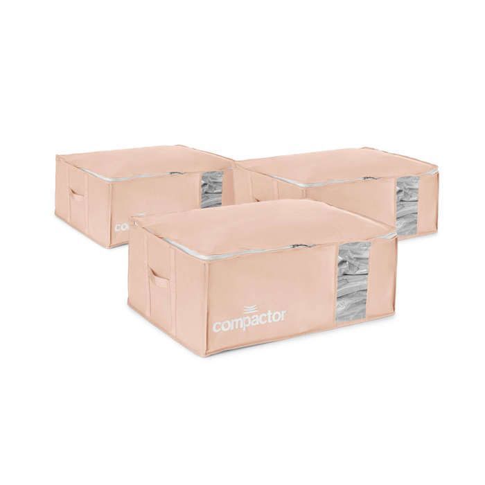 Compactor - Lot 3 housses rangement sous vide XXL - 210 L - Rose - 65 x 45 x 27 cm