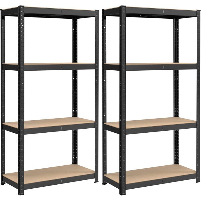 Étagère de Rangement 4 Niveaux Noir - Dimensions 40 x 80 x 160 cm - Capacité 520 kg