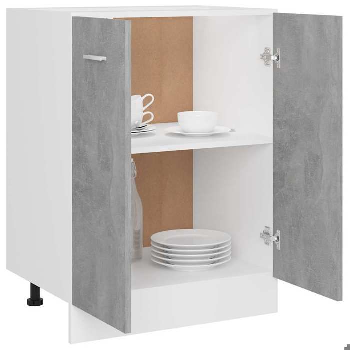Décoratif - Meuble bas Lyon Vintage Meuble bas de cuisine Gris béton 60x46x81 5cm - bois dingénierie con9781374