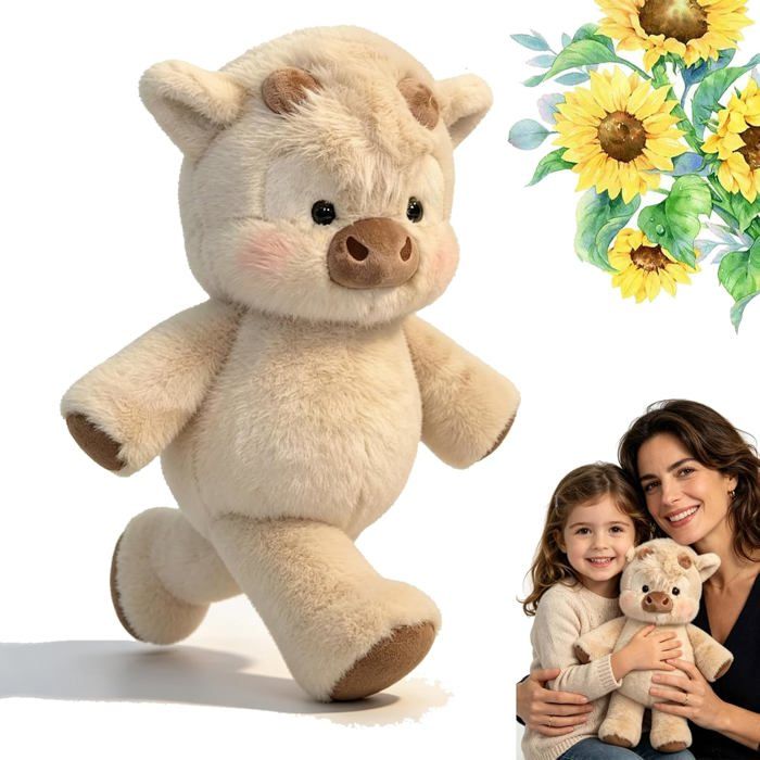 DZ’HUE Doudou Vache Qui Court – 45 Cm – Peluche Interactive – Anti-stress – Lavable En Machine