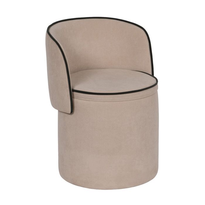 Pouf fauteuil Eclipse beige avec passepoil kaki - Amadeus
