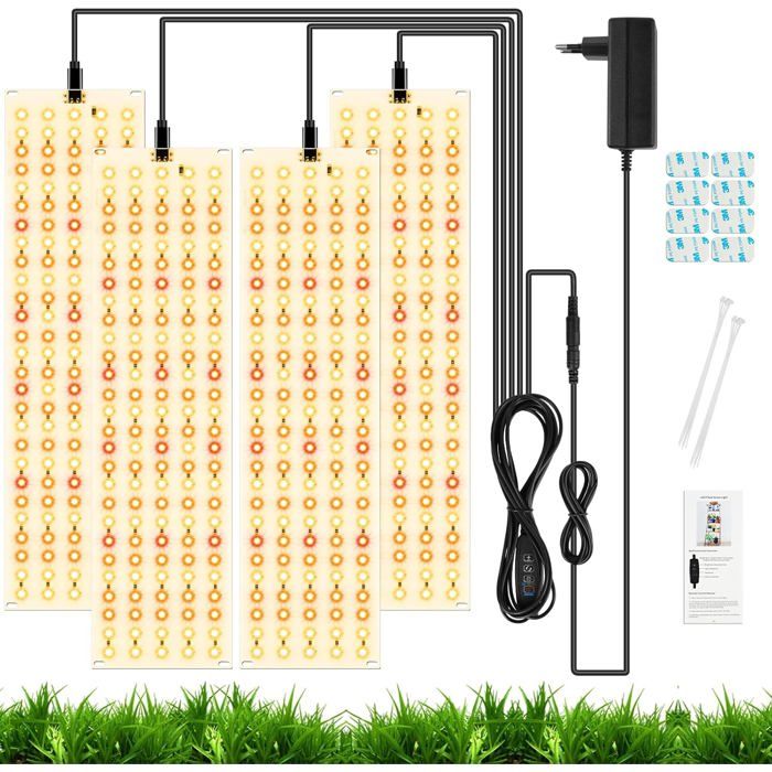 20W Lampe De Croissance Led 4Pcs Plante Spectre Complet Horticole Avec Minuterie 3/6/12H 540 Led Pour Plantes DIntérieur Semis Se