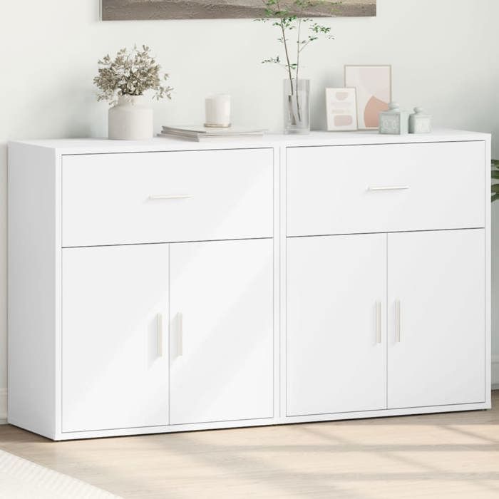 Lot de 2 buffets séjour - vidaXL - meuble de rangement - bois dingénierie - blanc - Scandinave - 60 x 31 x 70 cm &424708