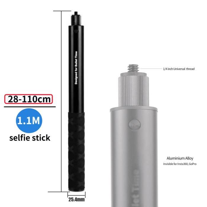 Perche Selfie Moto Extensible 28-111cm - Support Guidon - Compatible GoPro IPhone Android