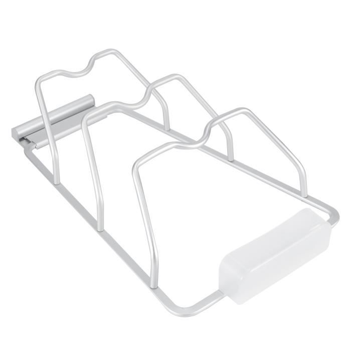 2 Supports Muraux Pour Couvercles De Casserole - Autoadhésif Ou Vissé - Gain De Place Dans La Cuisine - Chrome - 10