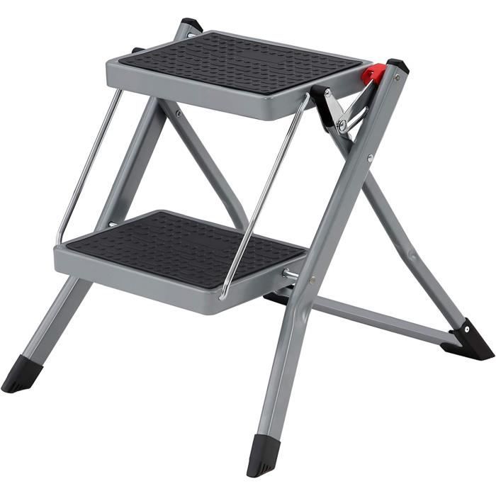 Escabeau Pliable à 2 marches avec Large pédale antidérapante, échelle en Acier  Robuste, poignée Pratique, Tabouret léger en Acier Portable de 226,8  kg,Gris : : Bricolage