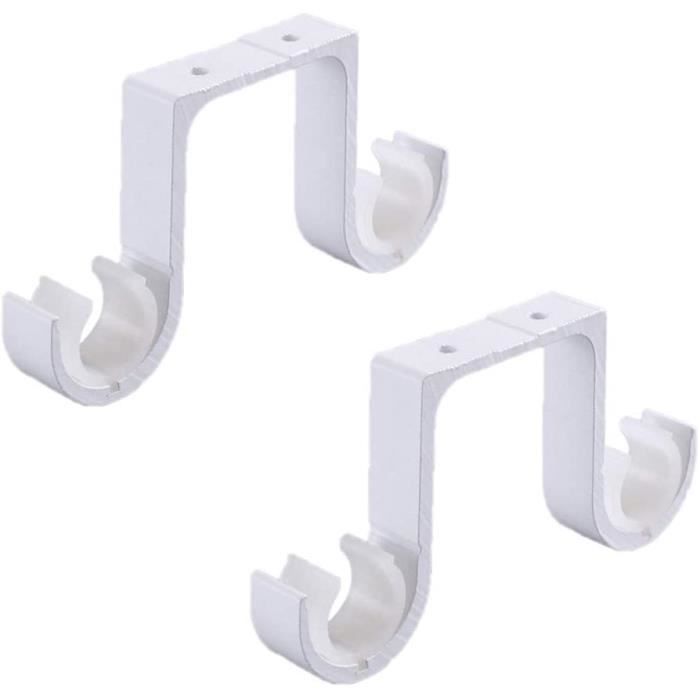 4 Supports De Tringle à Rideau En Alliage Aluminium - Blanc - Pour Tringle Max 2,5 Cm De Diamètre - 12
