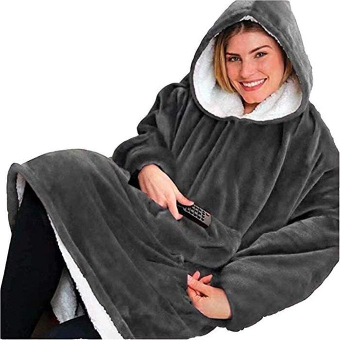 Couverture - Sherpa - Robe Portable - Polaire Douce - Anti-froid - Taille Unique 80x90cm