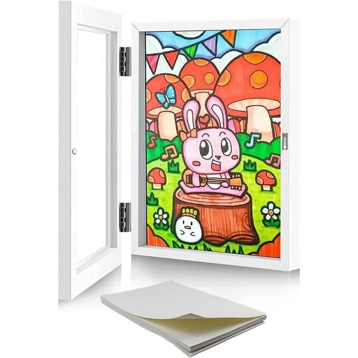 Cadre A4 Pour Dessins D'enfants - Stocke Jusqu'à 150 Créations, Fermeture Magnétique, Présentation Murale