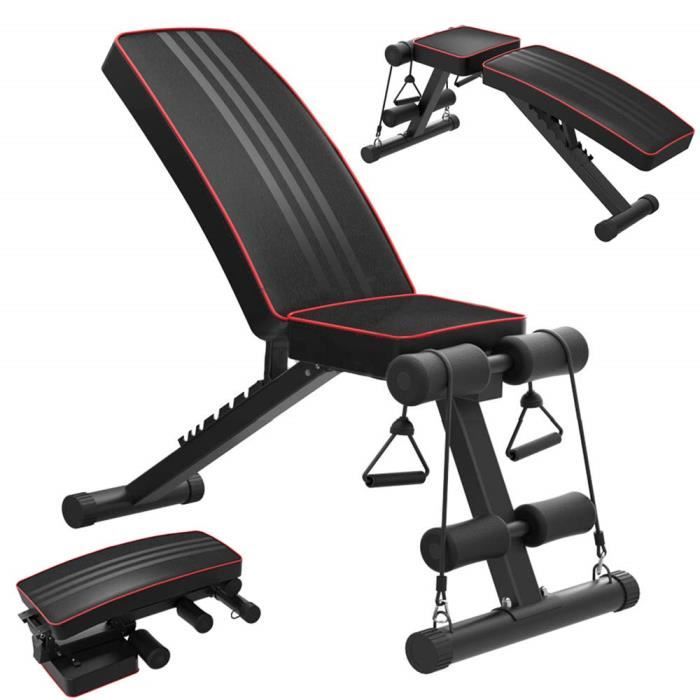 Banc de Musculation Pliable, Tabouret Fitness Multifonctionnel, Table Trainer Réglable pour Entraînement Exercice, Charge 250 kg