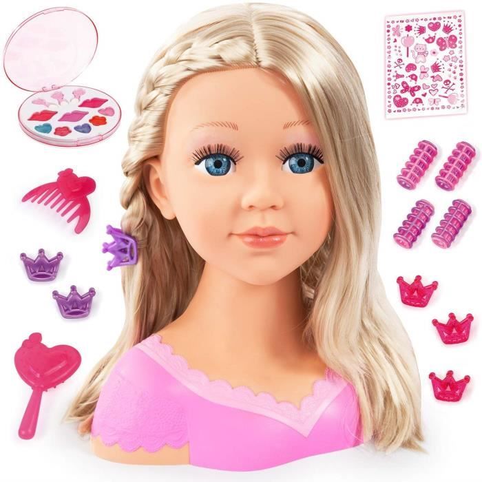 Bayer Design Charlene Super Model Tête à maquiller et à coiffer 27 cm | avec accessoires pour cheveux rouge, maquillage, pour un jeu créatif, à partir de 3 ans Bayer Design Charlene Super Model Tête à maquiller et à coiffer 27 cm | avec accessoires pour cheveux rouge, maquillage, pour un jeu créatif, à partir de 3 ans