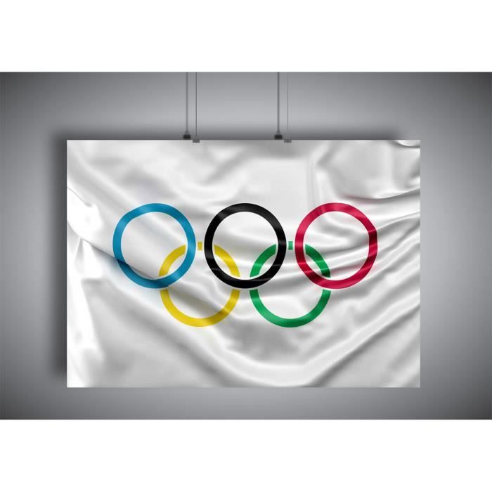Poster Drapeau pays Jeux olympique Logo effet tissu nation wall art - A3  (42x29,7cm) - Cdiscount