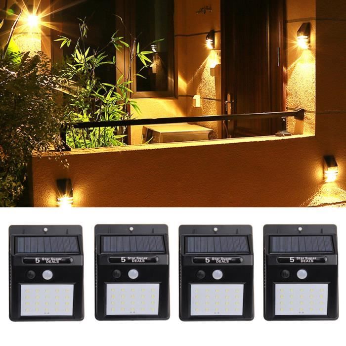 jardin terrasse eclairage lampes 20 del energie solaire detecteur de mouvement mur de securite flood lumiere jardin exterieur