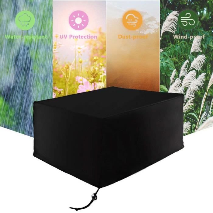 Housse de protection bâche rectangulaire imperméable anti-poussière pour meubles de jardin 242x162x100cm