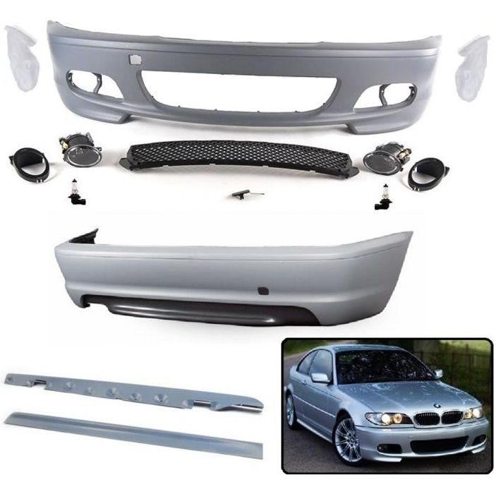 KIT CARROSSERIE M2 PARE CHOC AVANT ARRIERE BAS DE CAISSE BMW SERIE 3 E46 COUPE PHASE 1 ET 2