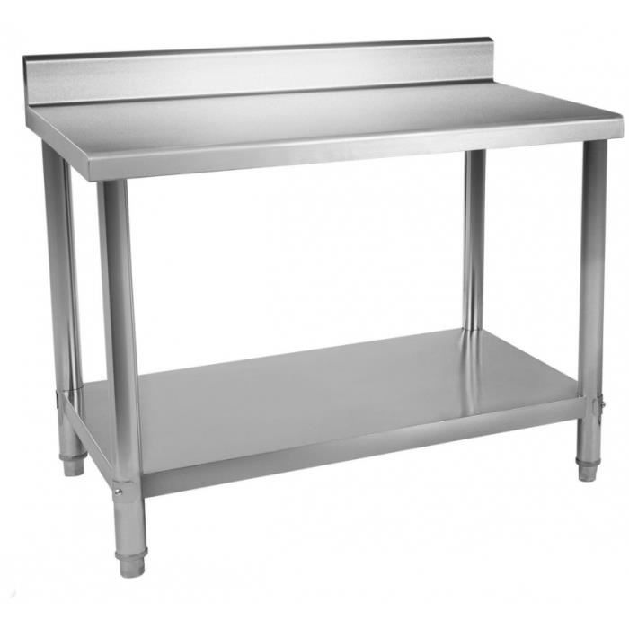 inox ajustable cm pieds de avec x 3614079 acier rebord travail professionnelle Table 100 60 SUzVqMpG