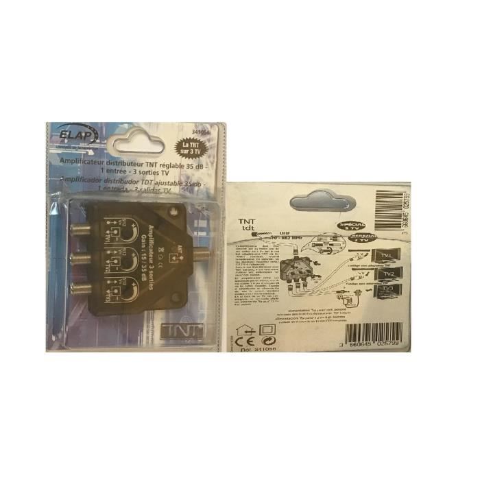 Pack : Amplificateur distributeur TNT RÉGLABLE 40 dB 1 entrée - 3