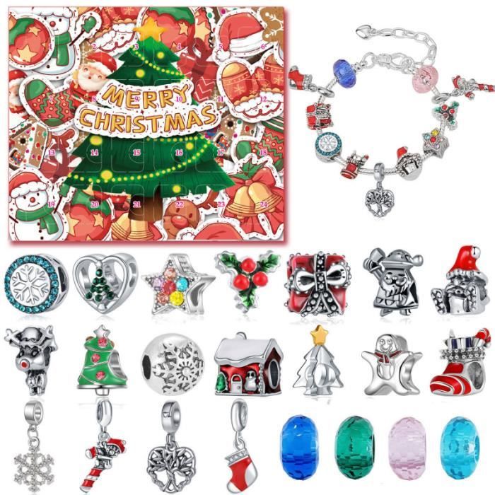 Calendrier de lAvent Bijoux Noël Compte à Rebours pour Filles Enfants avec  24 Perles et 2 Bracelets - Cdiscount Maison