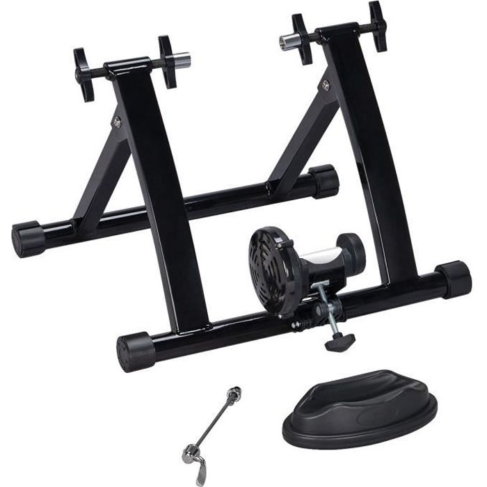 Yaheetech Entraineur Magnétique Turbo de Vélo pour Roues de 26 à 28 pouces et 700C Home Trainer Pliable Réglable Noir