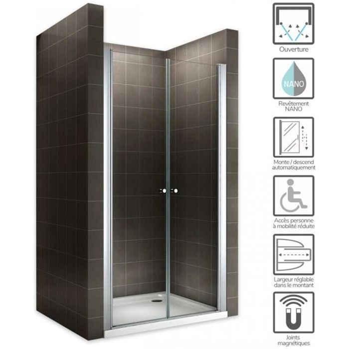 Largeur r/églable//Verre Transparent 104 /à 108 cm CADENTRO Porte de Douche Hauteur 195 cm