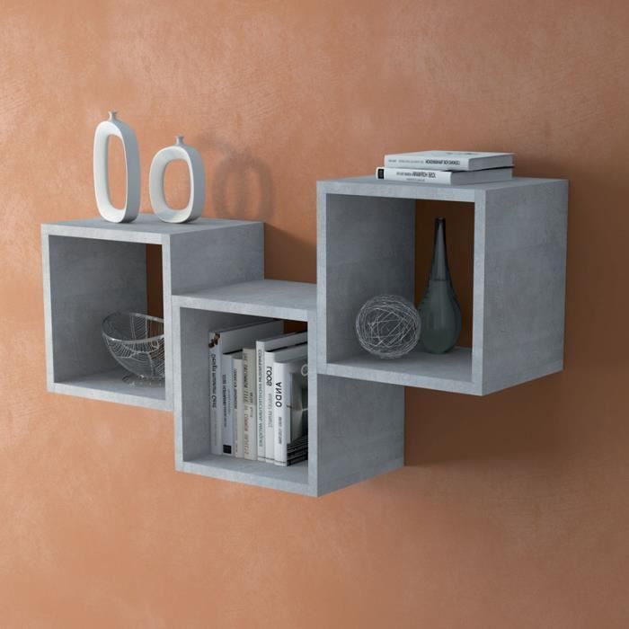 Etagere Murale Chene Beton Profondeur 30