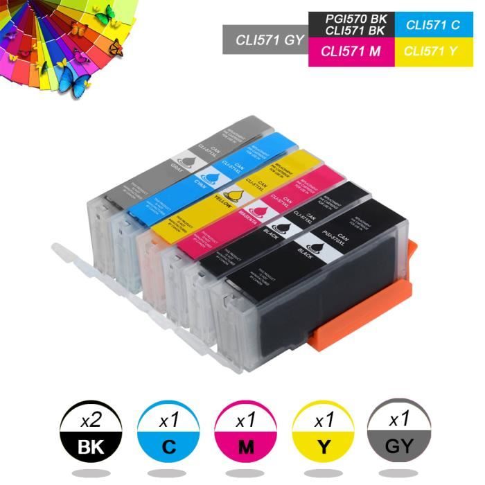 Lot De Cartouches D'Encre Compatibles Canon PGI-570 & CLI-571 (Noir/Cyan/Magenta/Jaune) - Neuf