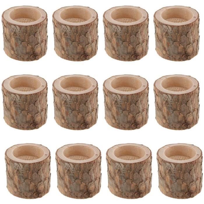 Bougeoir Cylindrique En Bois Massif - Porte-bougie Déco Naturelle - Neuf