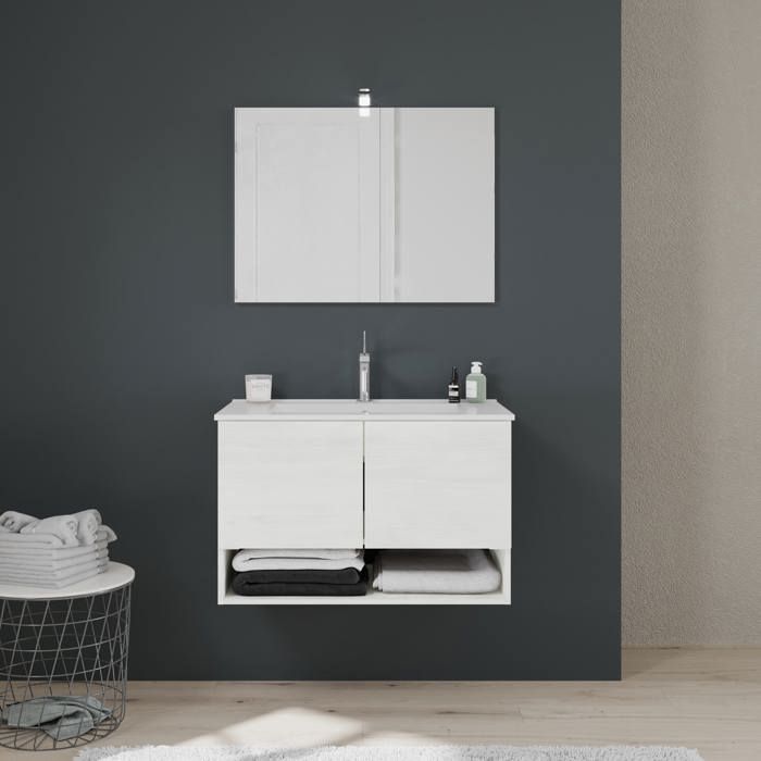 ARMOIRE DE SALLE DE BAINS MURALE AVEC PORTES BLANCHES 80CM ARMOIRE DE SALLE DE BAINS MURALE AVEC PORTES BLANCHES 80CM