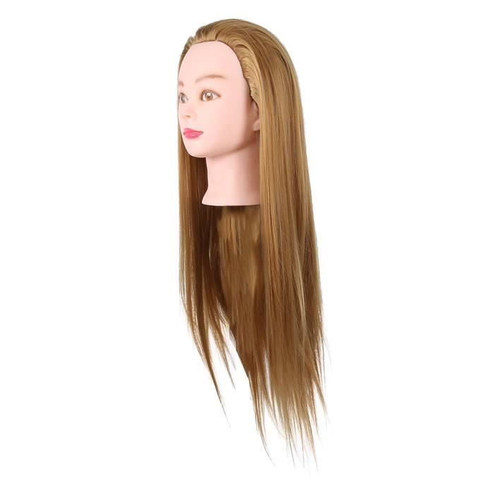 Tête De Mannequin D'entraînement Pour Coiffure - Taille 17x17x28cm - Cheveux Synthétiques - Neuf