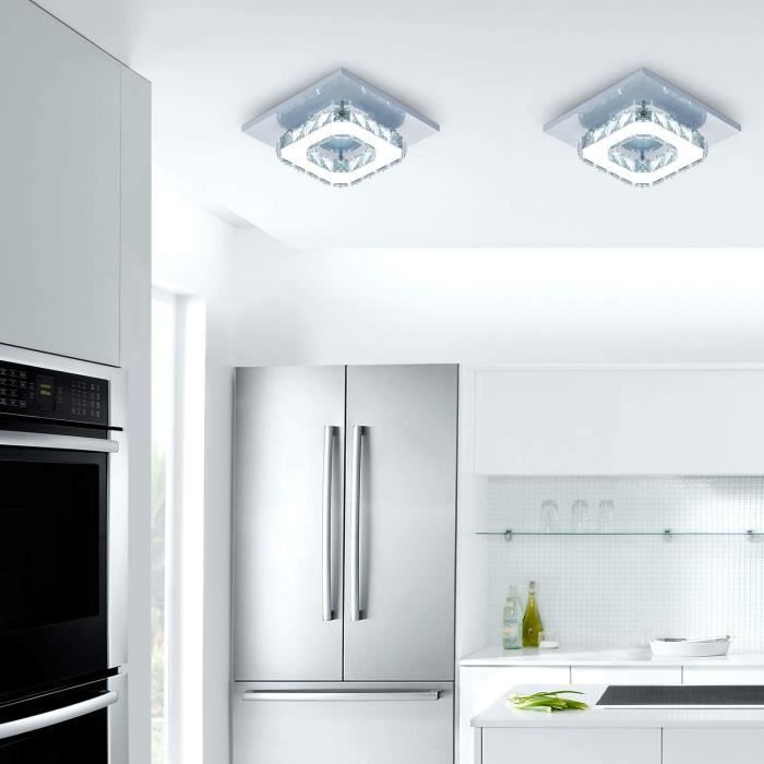 2 Pcs Plafonniers Luminaires LED Moderne Diamant Cristal Métal 12W Lustre Eclairage 20cm Lumière Blanche